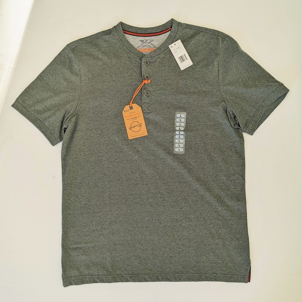 Weatherproof Mens Pine Short Sleeve Henley 3 Button Placket